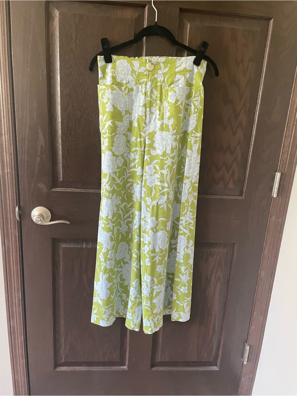 Anthropologie Green and White Floral Wide-Leg Pants - Picture 7 of 10